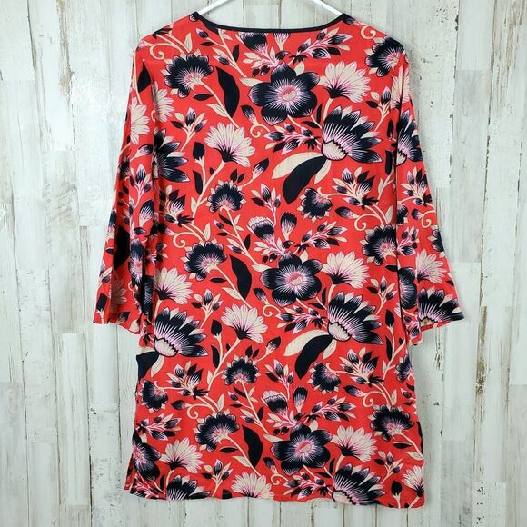 J. Crew Floral Swimsuit Cover Up Red Blue Size Medium - Picture 2 of 7